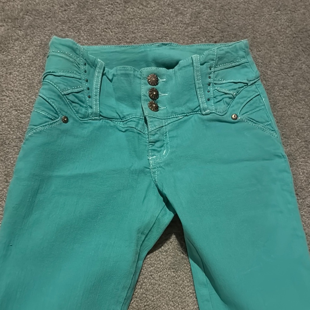Stylish Turquoise High-Waisted Pants